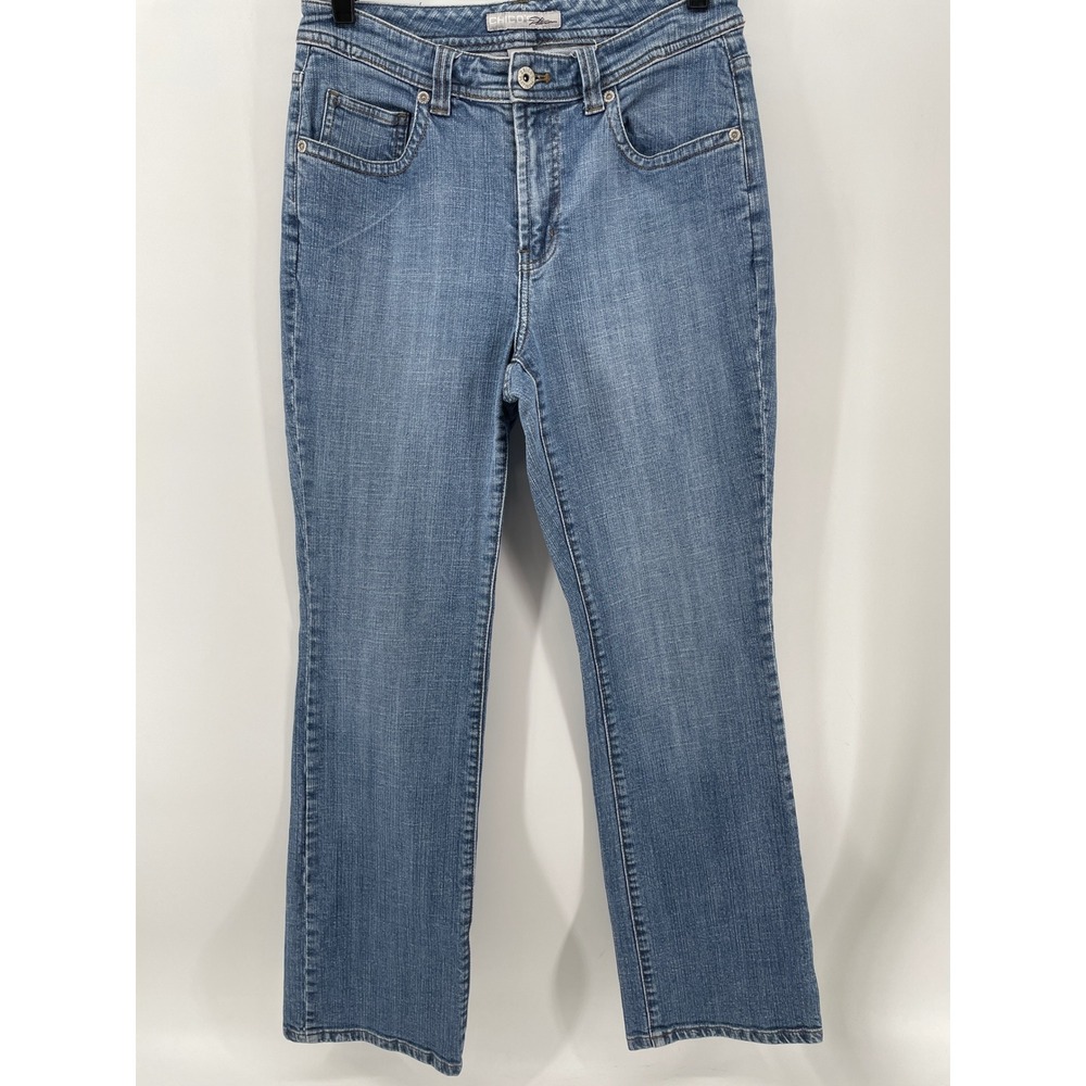 Chico's Platinum Straight Leg Jeans‎ Women Chicos 0 US 4 Blue Medium Wash